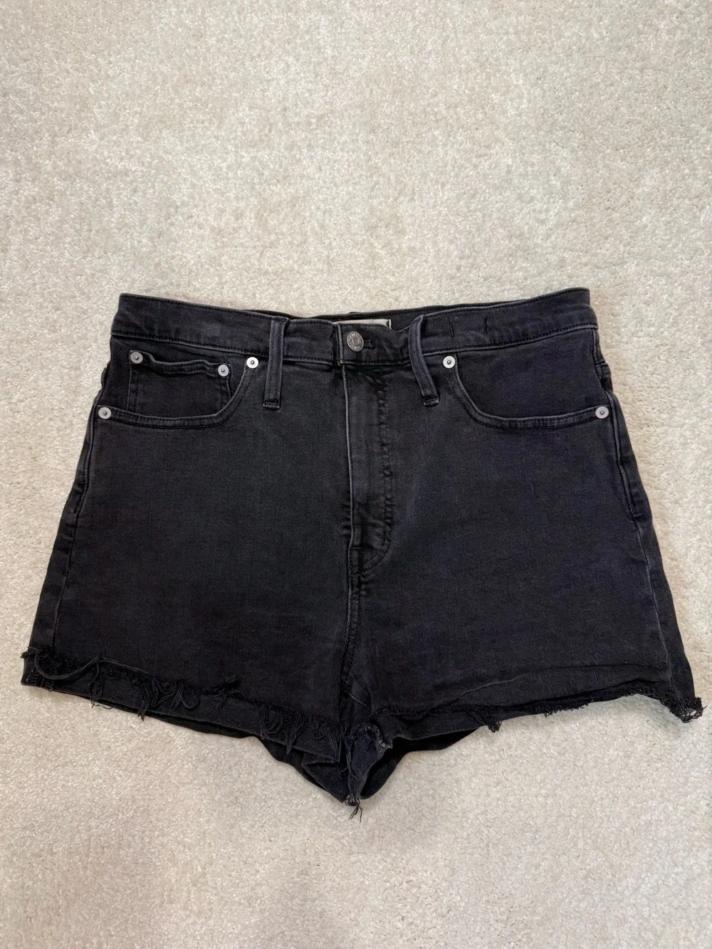 Madewell High Rise Denim Jean Shorts Lunar Wash Comfort Stretch Black Size 30 10